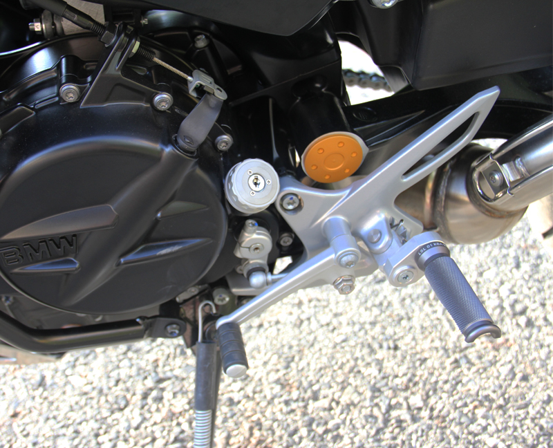 Replacement "Sport" foot pegs, adjustable, street-legal for BMW F800R, F800S, F800ST, K1200R, K1200R Sport, K1200S, K1300R, K1300S