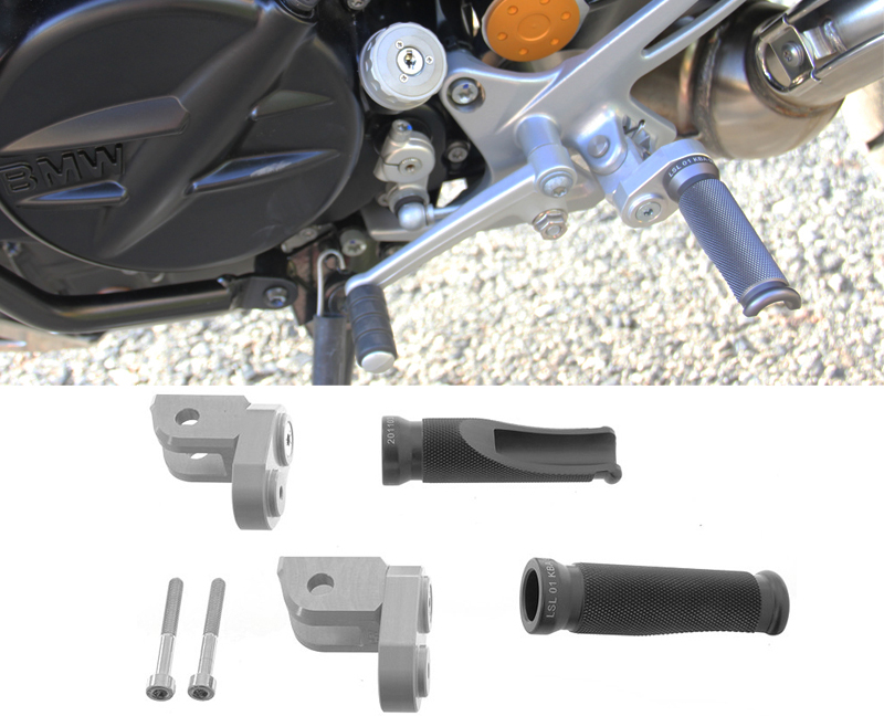 Replacement "Sport" foot pegs, adjustable, street-legal for BMW F800R, F800S, F800ST, K1200R, K1200R Sport, K1200S, K1300R, K1300S